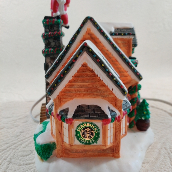 Starbucks Rare 2001 Christmas Sumatra Coffee Blend Lighted Santa House Vintage - Picture 5 of 16